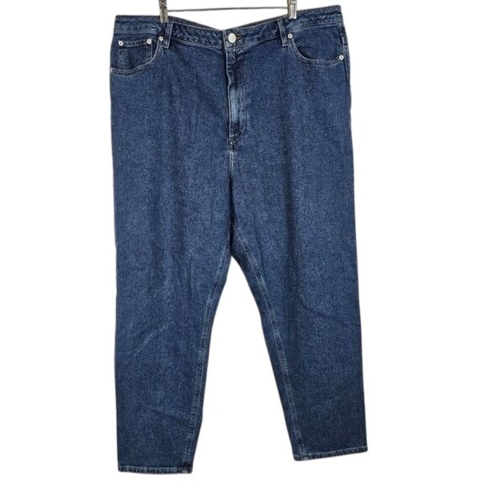 Asos High Waist Mom Jeans 18 Straight Leg Denim Stretch‎ Cotton Blend Casual